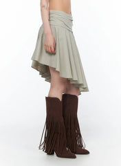 Asymmetrical Flare Midi Skirt CA524