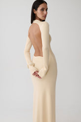Rowan Long Sleeve Knit Maxi Dress - Cream