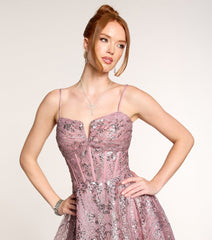 Sabrina Glitter Mesh Corset A Line Mini Dress