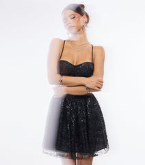 Roselyn Glitter Corset A-Line Mini Dress
