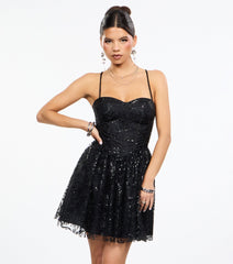 Roselyn Glitter Corset A-Line Mini Dress