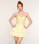 Lisa Glitter Mesh Corset Skater Dress