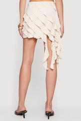 Asymmetrical Ruffle Tiered Mini Skirt