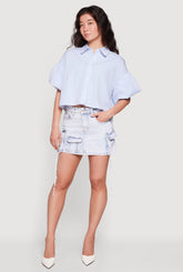 Acid Wash Tassel Detail Cargo Skirt