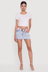 Almost Famous Belted Denim Mini Skirt
