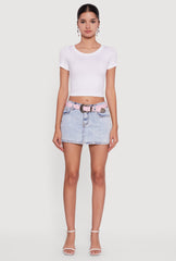 Almost Famous Belted Denim Mini Skirt