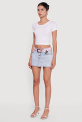 Almost Famous Belted Denim Mini Skirt