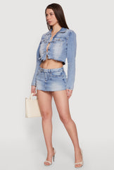 Acid Wash Denim High Waisted Skort