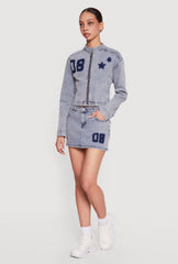 Almost Famous 08 Star Graphic Denim Mini Skirt