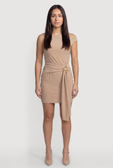 Belted Front One Shoulder Mini Dress