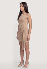 Belted Front One Shoulder Mini Dress