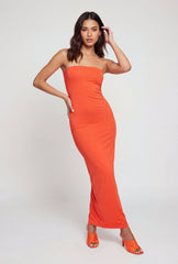 Back Slit Tube Maxi Dress