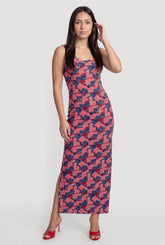 American Flag Patterned Side Slit Midi Dress