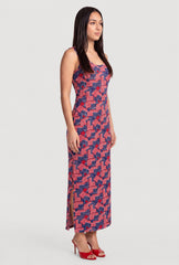 American Flag Patterned Side Slit Midi Dress
