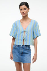 Ava Linen Top | Seaport Stripe