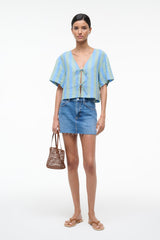 Ava Linen Top | Seaport Stripe