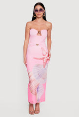 Almost Famous Starfish and Seashell Print Maxi Dress