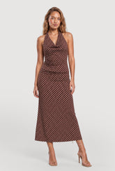 Almost Famous Polka Dot Halter Top and Skirt Set
