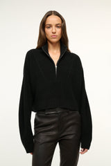 Cashmere Cropped Hampton Sweater | Black