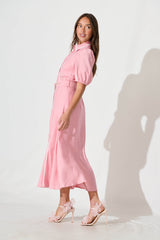 Adore Maxi Shirt Dress In Pink
