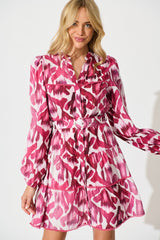 Art Of Attraction Dress in Wine with Pink Cotton Blend