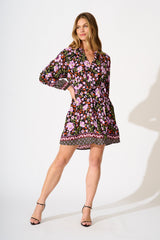 Avalon Dress in Black Multi Floral