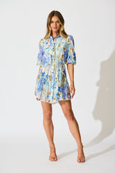 Bluebell Bloom Shirt Dress in Blue Floral