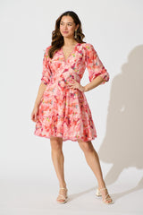 Camelia Dress in Pink Watercolour Print