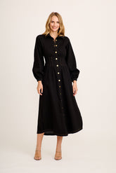 Avenue Maxi Dress in Black Denim