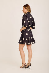 Carlisle Shirt Dress in Black Polka Dot Cotton