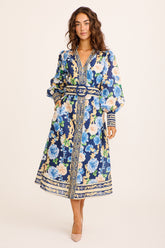 Capri Belle Midi Dress in Navy with Blue Floral