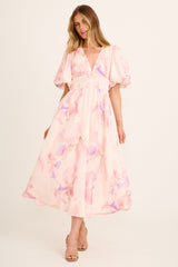 Calina Maxi Dress in Blush Floral