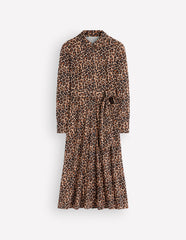 Marcia Jersey Shirt Dress-Camel, Leopard Fields