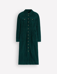 Fleur Cord Midi Dress-Midnight Teal