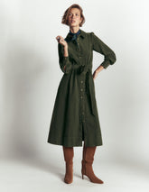 Maeve Cord Midi Shirt Dress-Forest Glade