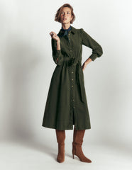 Maeve Cord Midi Shirt Dress-Forest Glade