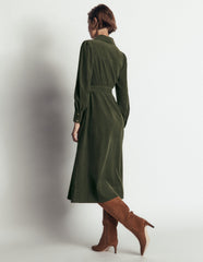 Maeve Cord Midi Shirt Dress-Forest Glade