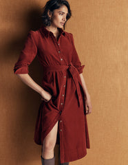 Maeve Cord Midi Shirt Dress-Spiced Apple