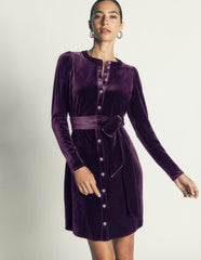 Honor Short Velvet Dress-Nightshade