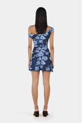 Adriana Rolling Waves Blue Print Mini Skirt