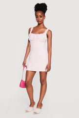 3D Floral Applique Sleeveless Mini Dress