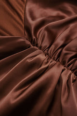 Satin Patchwork Round Neck Ruched Sleeveless Maxi Dress