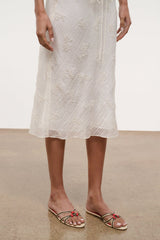 Carrie Sandal | Cream Red Rose