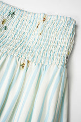 Floral Print Tie Front Ruched Tank Top And Smocked Skirt Set
