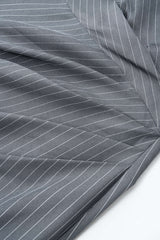 Stripes Print V-Neck Ruched Long Sleeve Maxi Dress