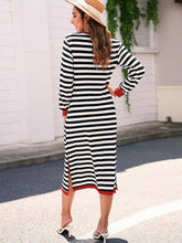Black Striped Long Sleeve Maxi Dress
