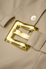 Metallic Belted Pocket Short Sleeve Mini Dress