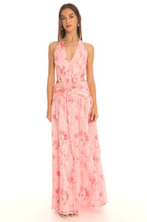 Toni Cutout Halter Maxi Dress Pink