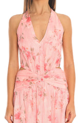 Toni Cutout Halter Maxi Dress Pink