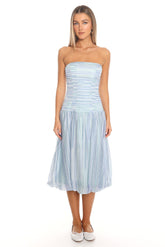 Sunday Sail Bubble Hem Midi Dress - Blue